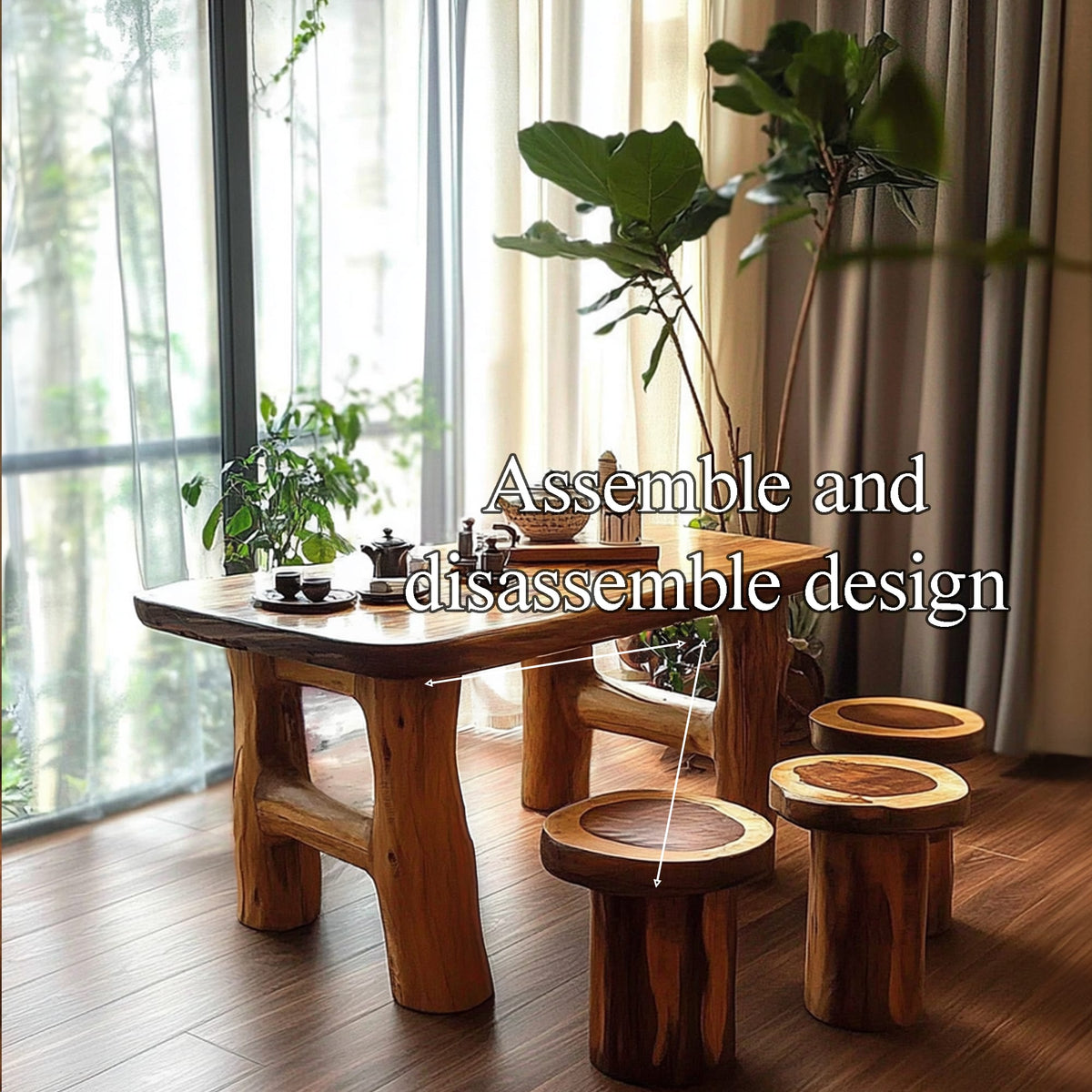 Handmade Table Set Tea Table Set Decor Living Room Gift, solid wood, built to order