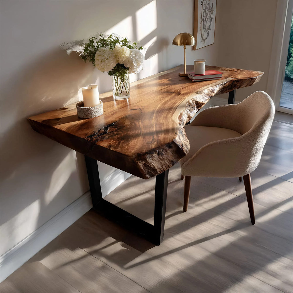 Live Edge Mid Century Desk