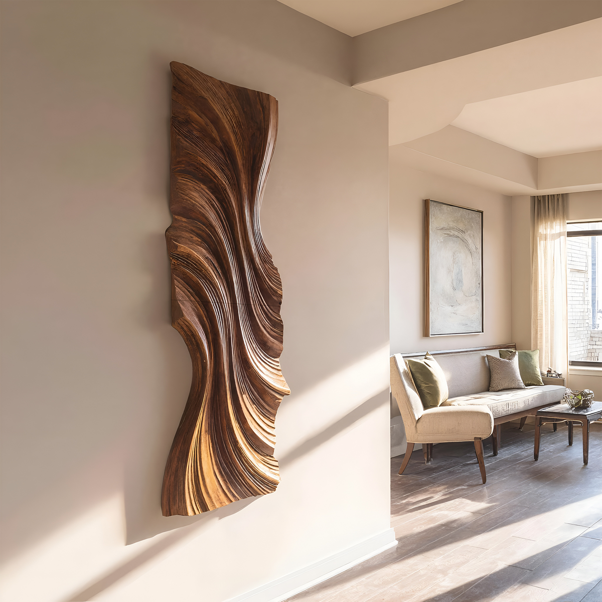 Vertical Wave Wall Art, solid wood, built to order