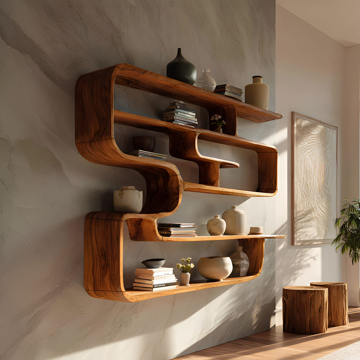 Live Edge Wall-mounted Bookshelf