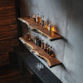 Handcrafted Live Edge Bar Shelf Dining Room Interior Storage, solid wood, built to order