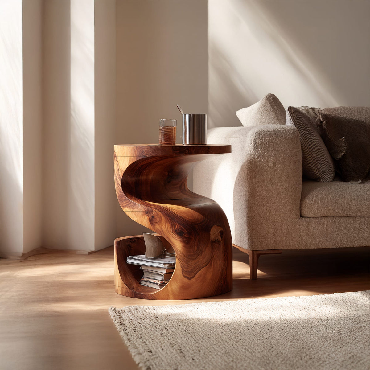Mid-century Sculptural Mid Century Nightstand