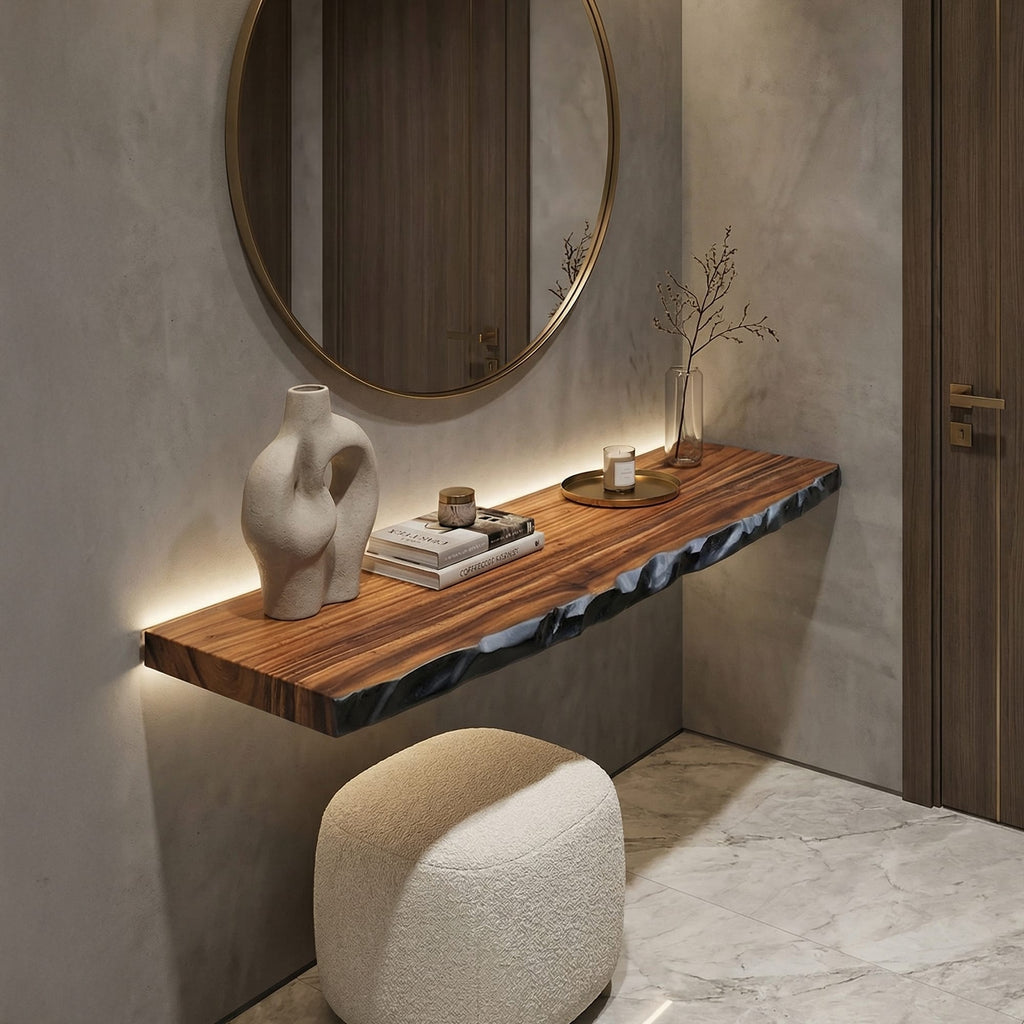 Live Edge Solid Wall Floating Shelf