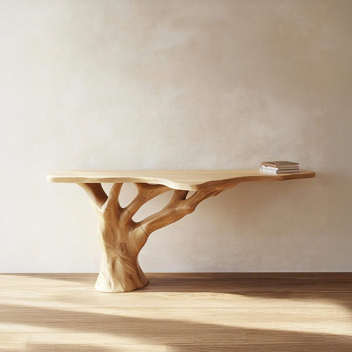 Mid Century Sculptural Base Console Table