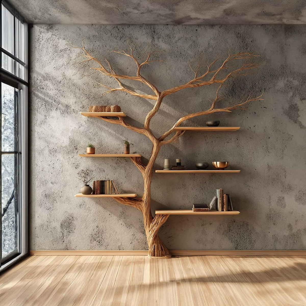 Solid Creative Floating Tree Bookshelf