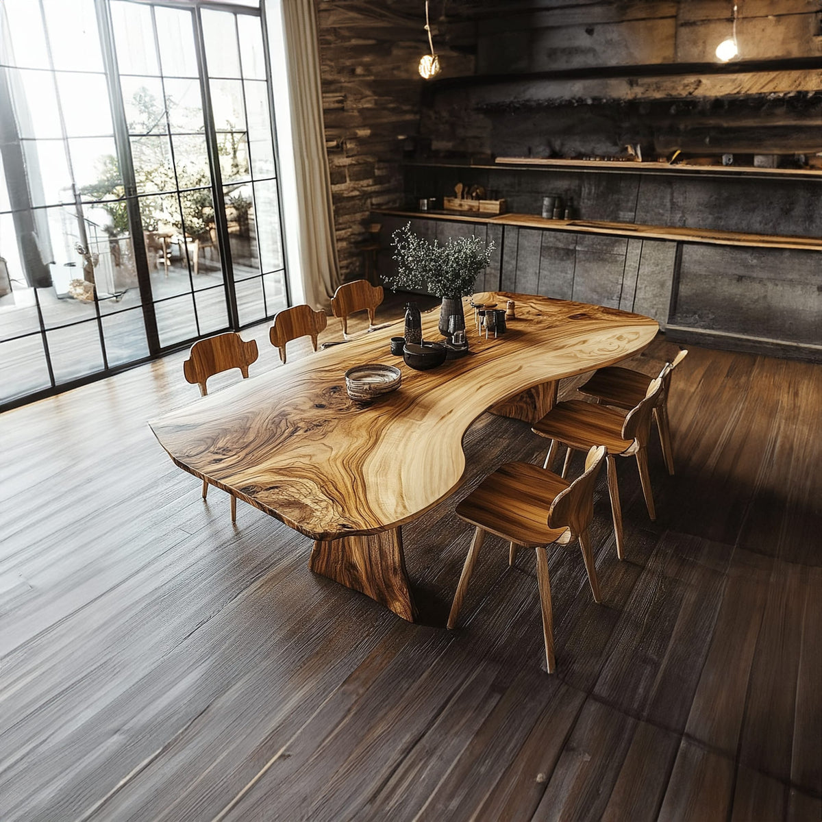 Handcrafted Live Edge Dining Table Slab, solid wood, built to order