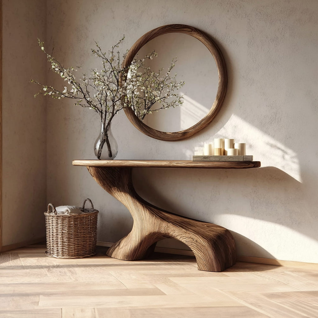 Mid Century Solid Entryway Console Table