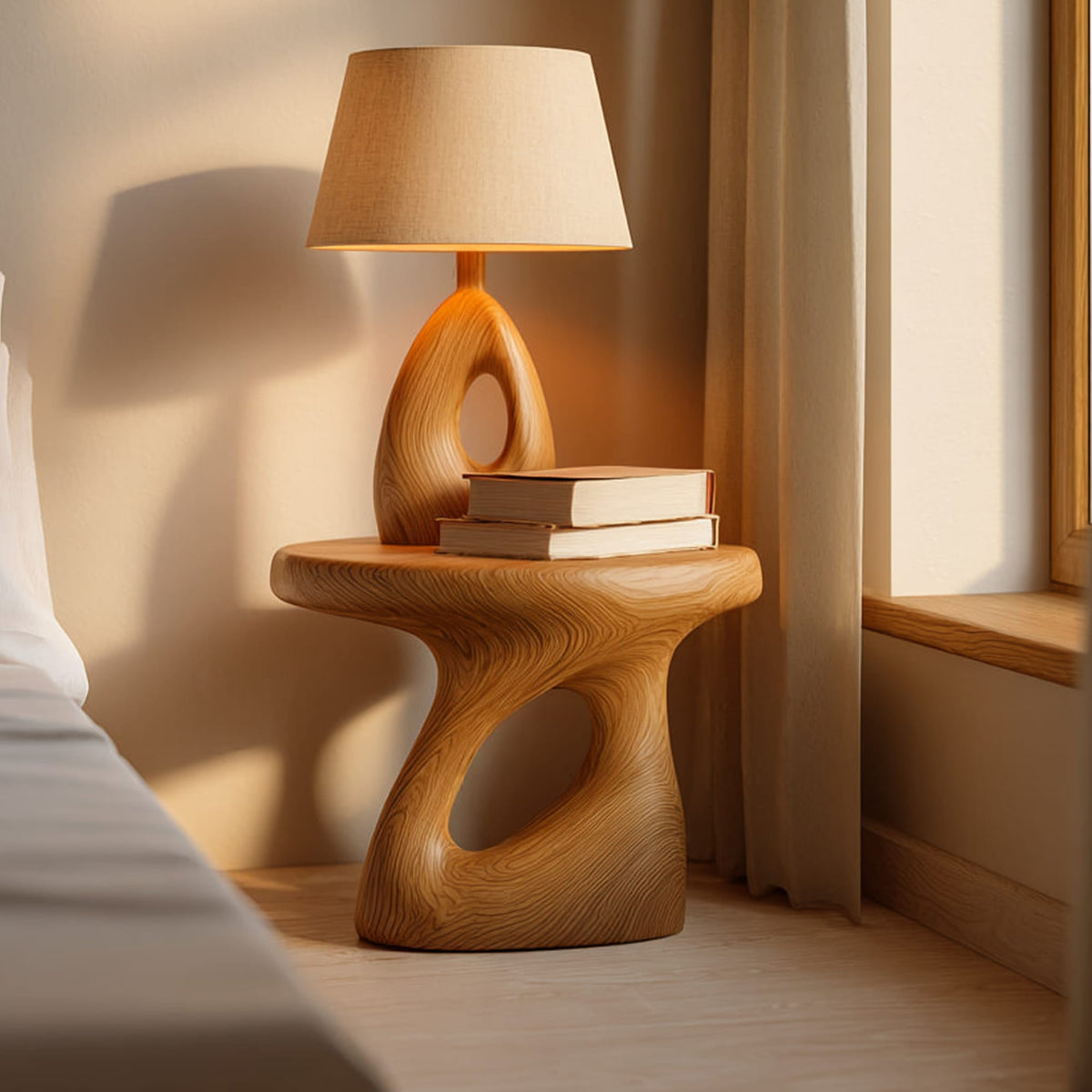 Mid Century Sculptural Accent Nightstand