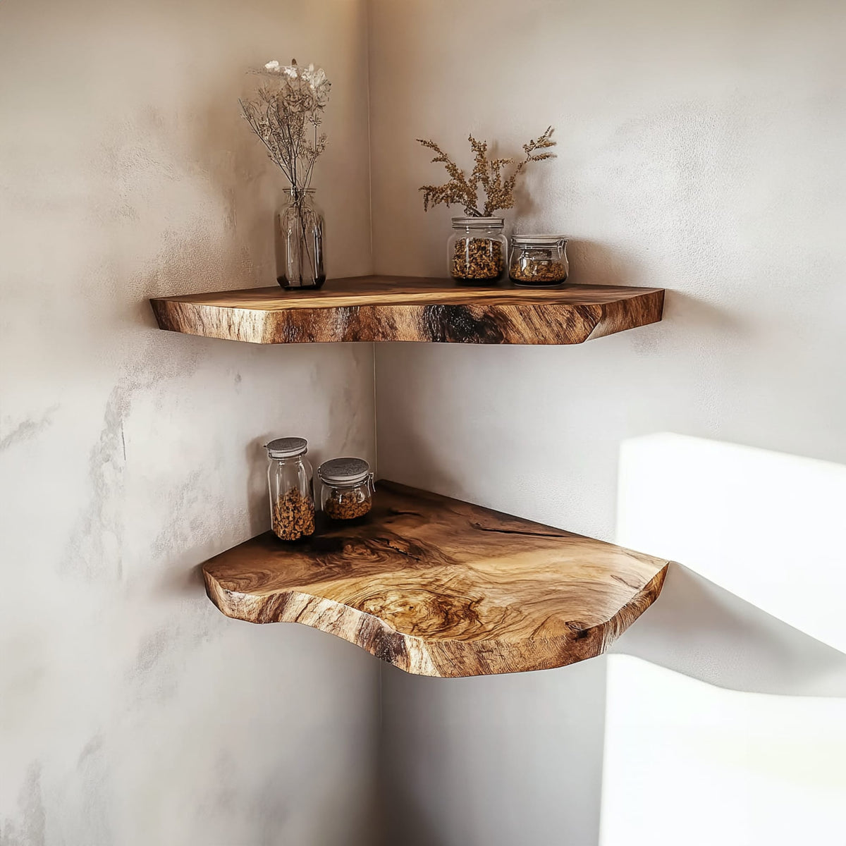 Live Edge Wall Storage Floating Shelf