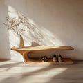 Mid Century Minimalist Shoe Bench Entry Space, solid wood, built to order
