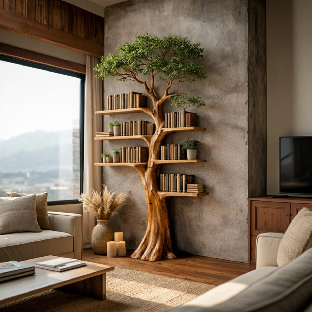 Freestanding Storage Tree Bookshelf