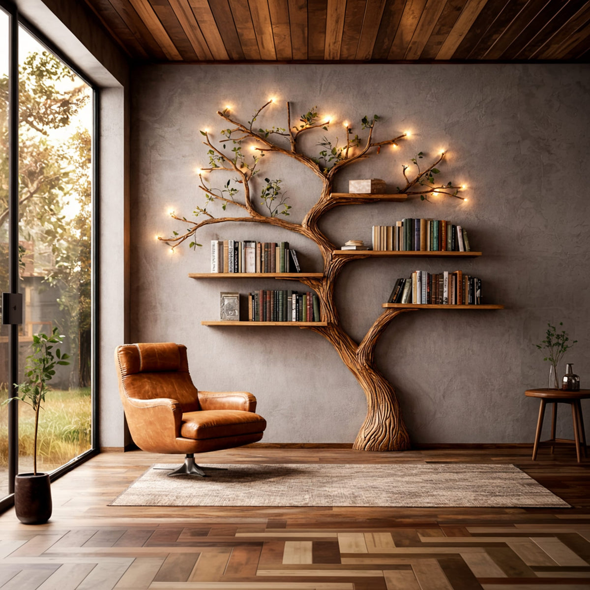 Organic Mounted Floating Tree Bookshelf