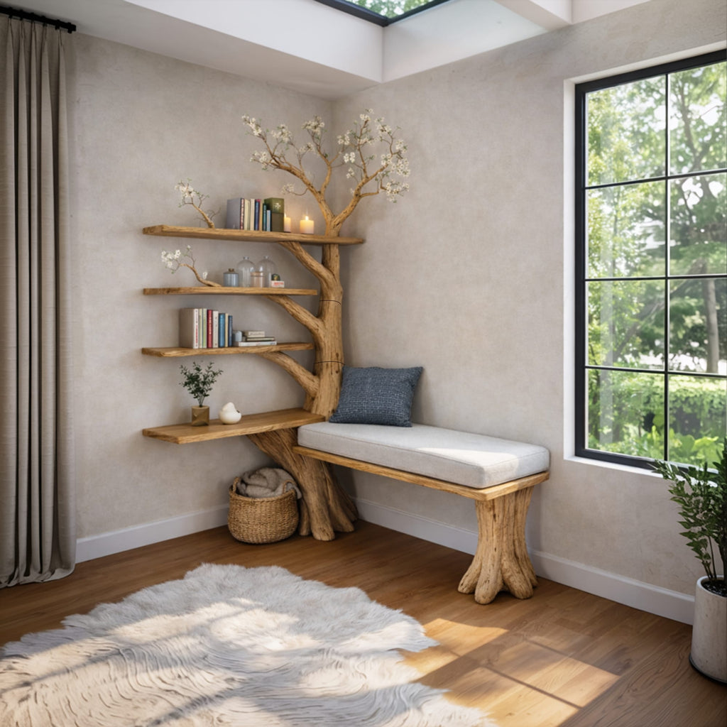 Artistic Integrated Tree Bookshelf