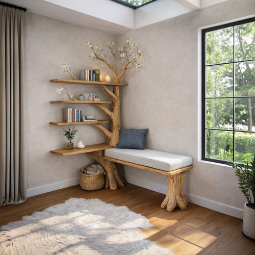 Artistic Integrated Tree Bookshelf