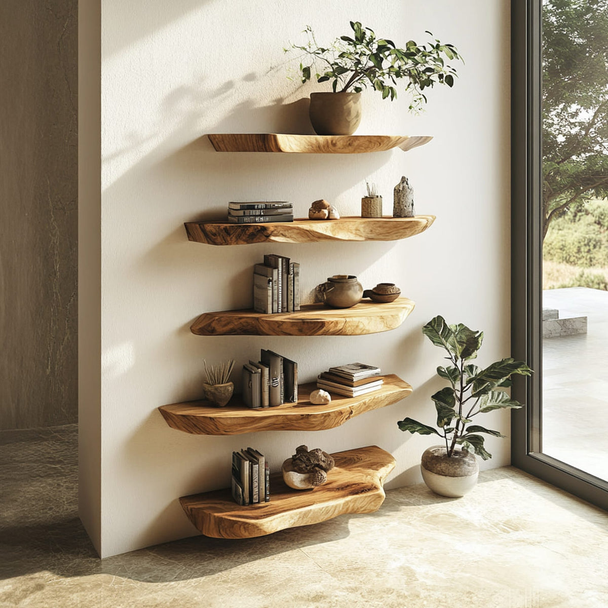 Live Edge Storage Floating Shelf