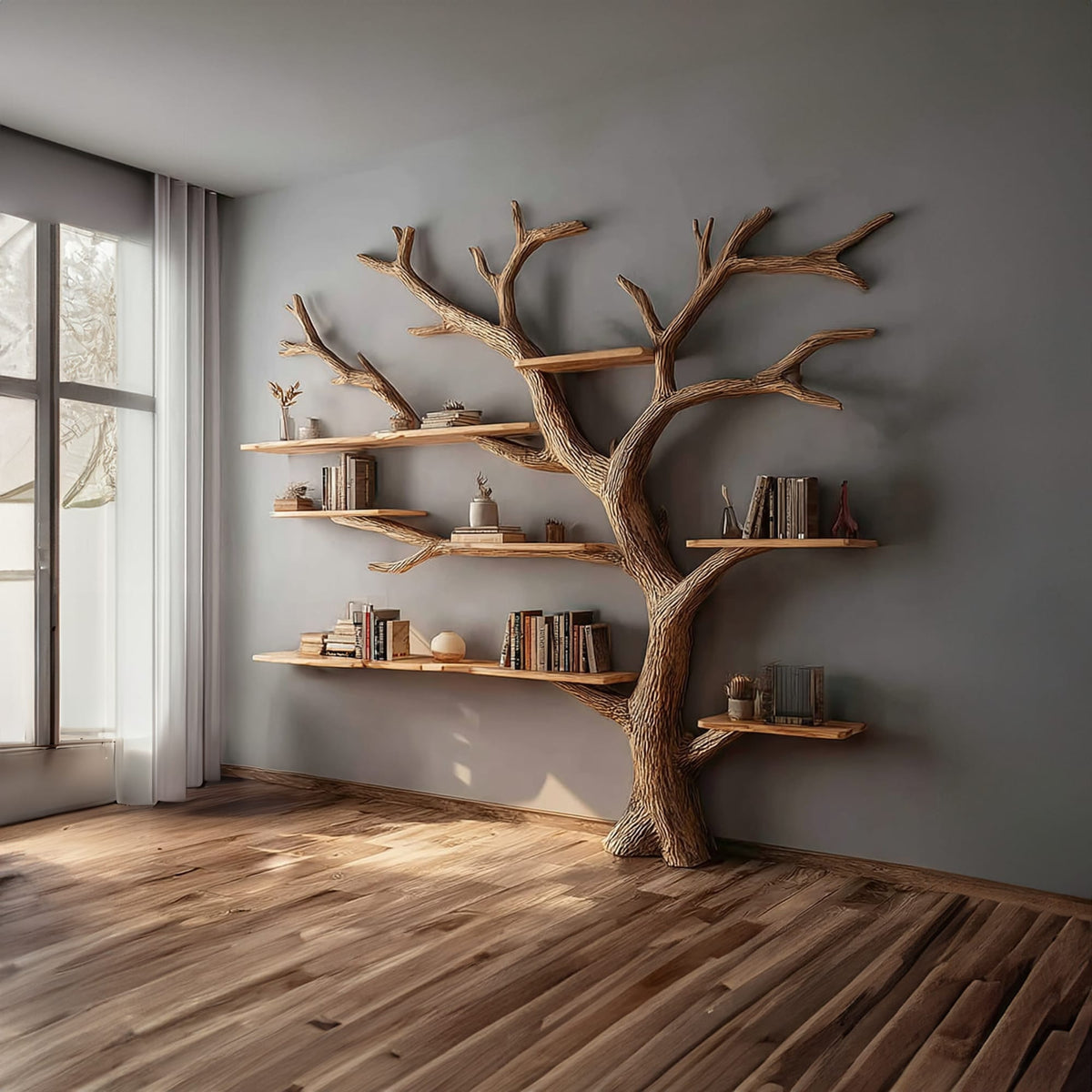 Artistic Solid Tree Bookshelf