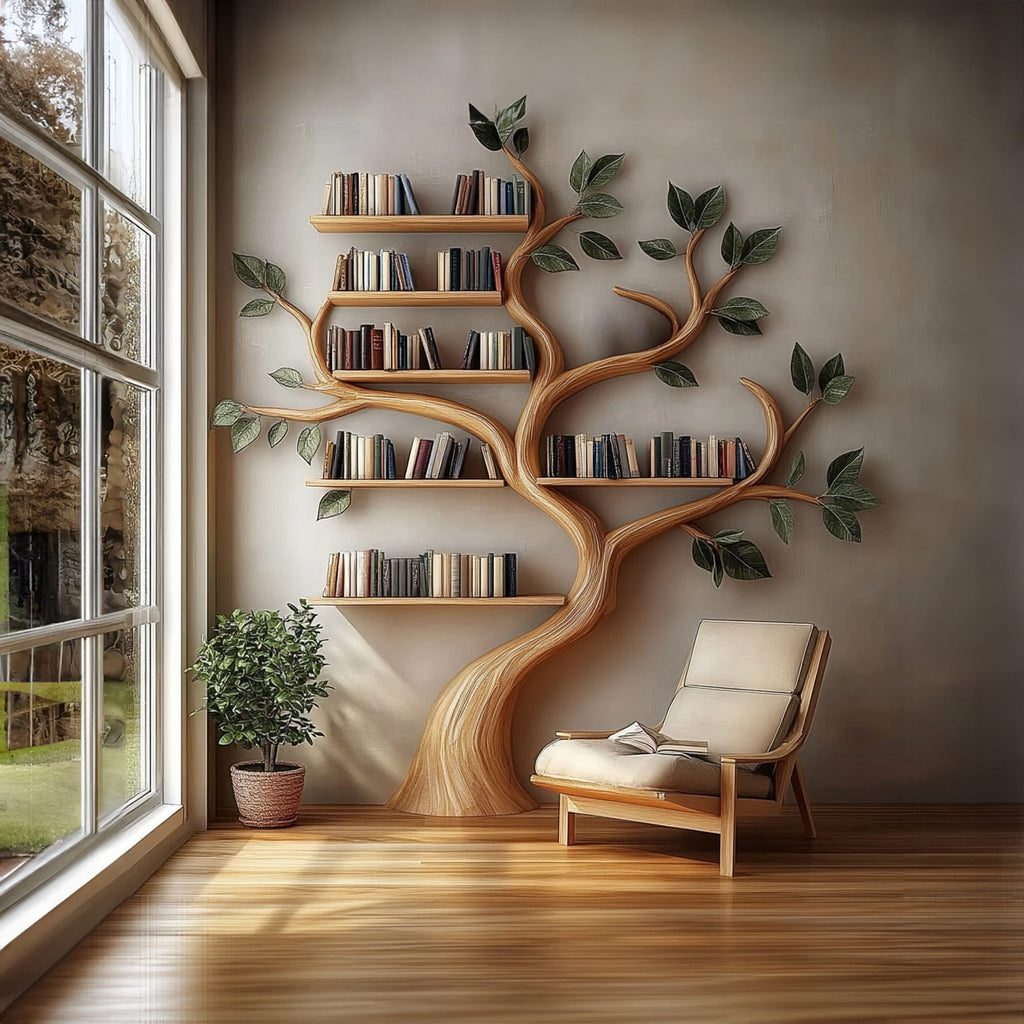 Rustic Branch Bookshelf Bedroom Reading Nook Or Home Library, solid wood, built to order