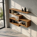 Modern Geometric Floating Wall Shelf Modular Display System, solid wood, built to order