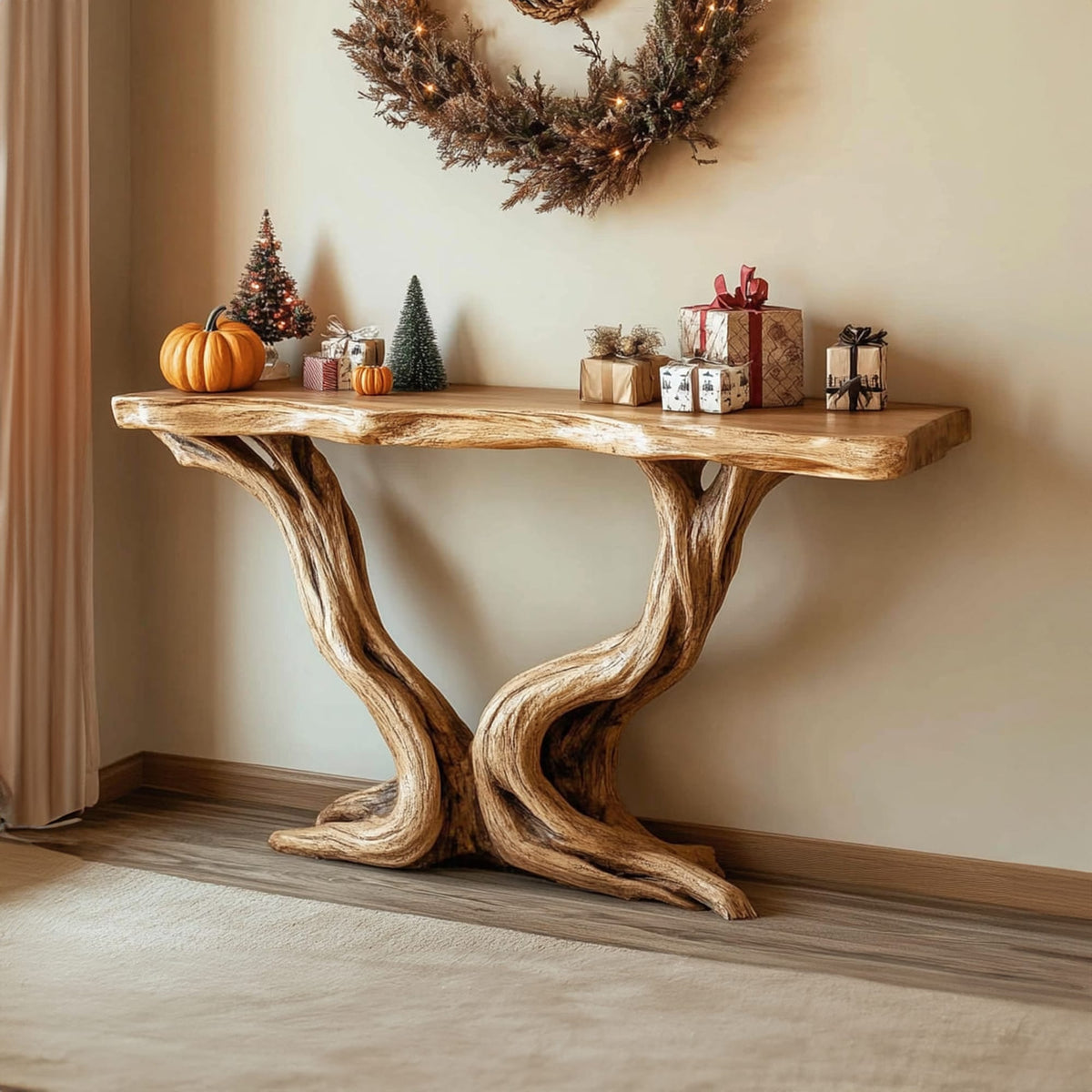 Mid Century Organic Compact Console Table