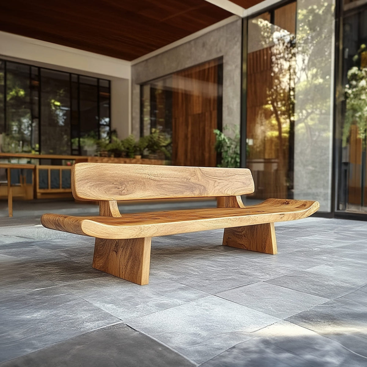 Handcrafted Organic Live Edge Bench, solid wood, built to order