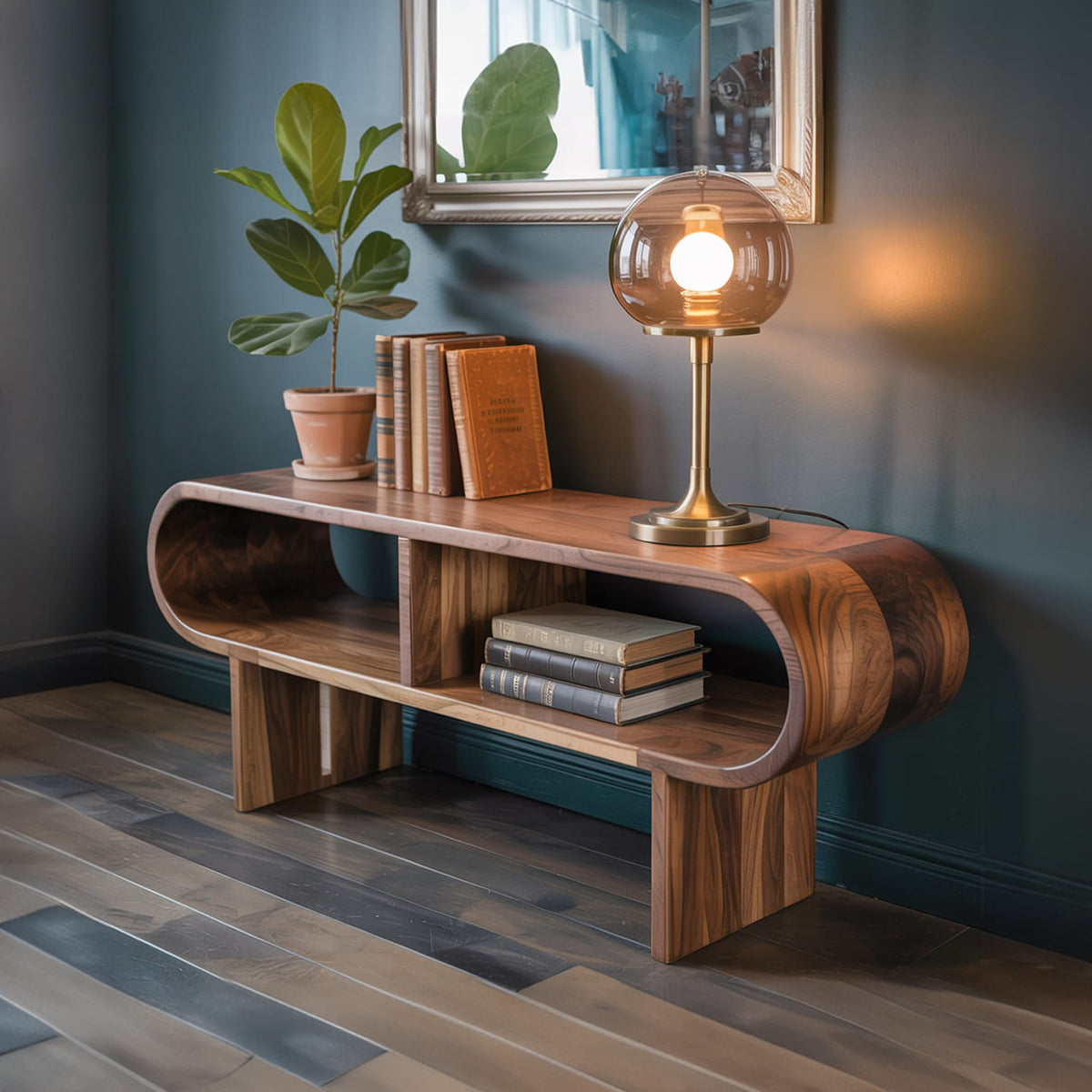 Mid Century Entryway Console Table Entryway and Hallway, solid wood, built to order