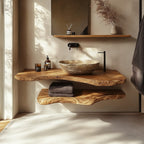 Mid Century Bathroom Vanity Shelf Solid Bathroom Design, solid wood, built to order