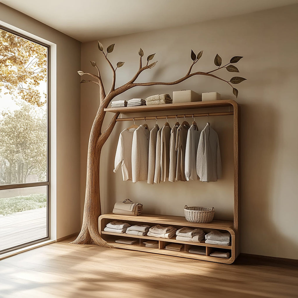 Rustic Tree Clothing Stand Home, solid wood, built to order