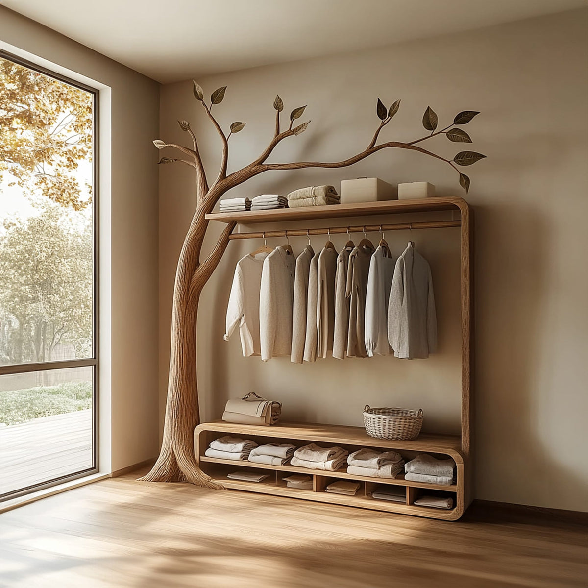Rustic Tree Clothing Stand Home, solid wood, built to order