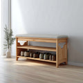 Midcentury Farmhouse Bench Shoe Rack Entryway, solid wood, built to order