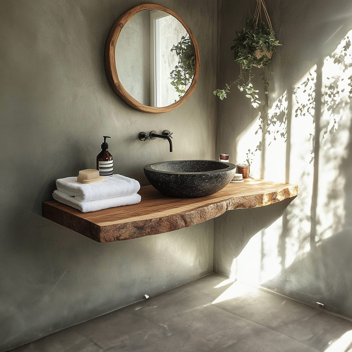 Rustic Compact Vanity Bathroom, solid wood, built to order