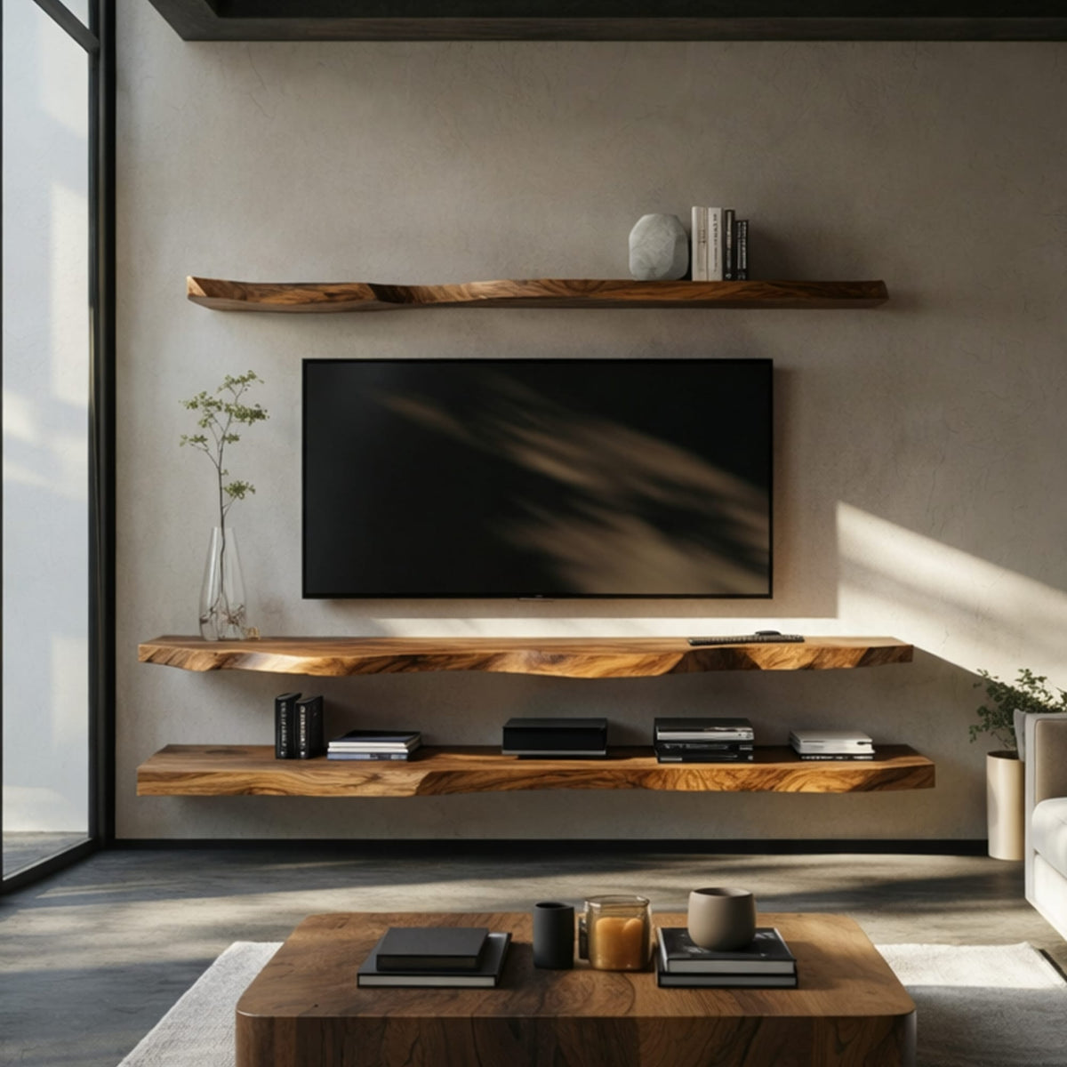 Live Edge Floating Mounted Wall Shelf