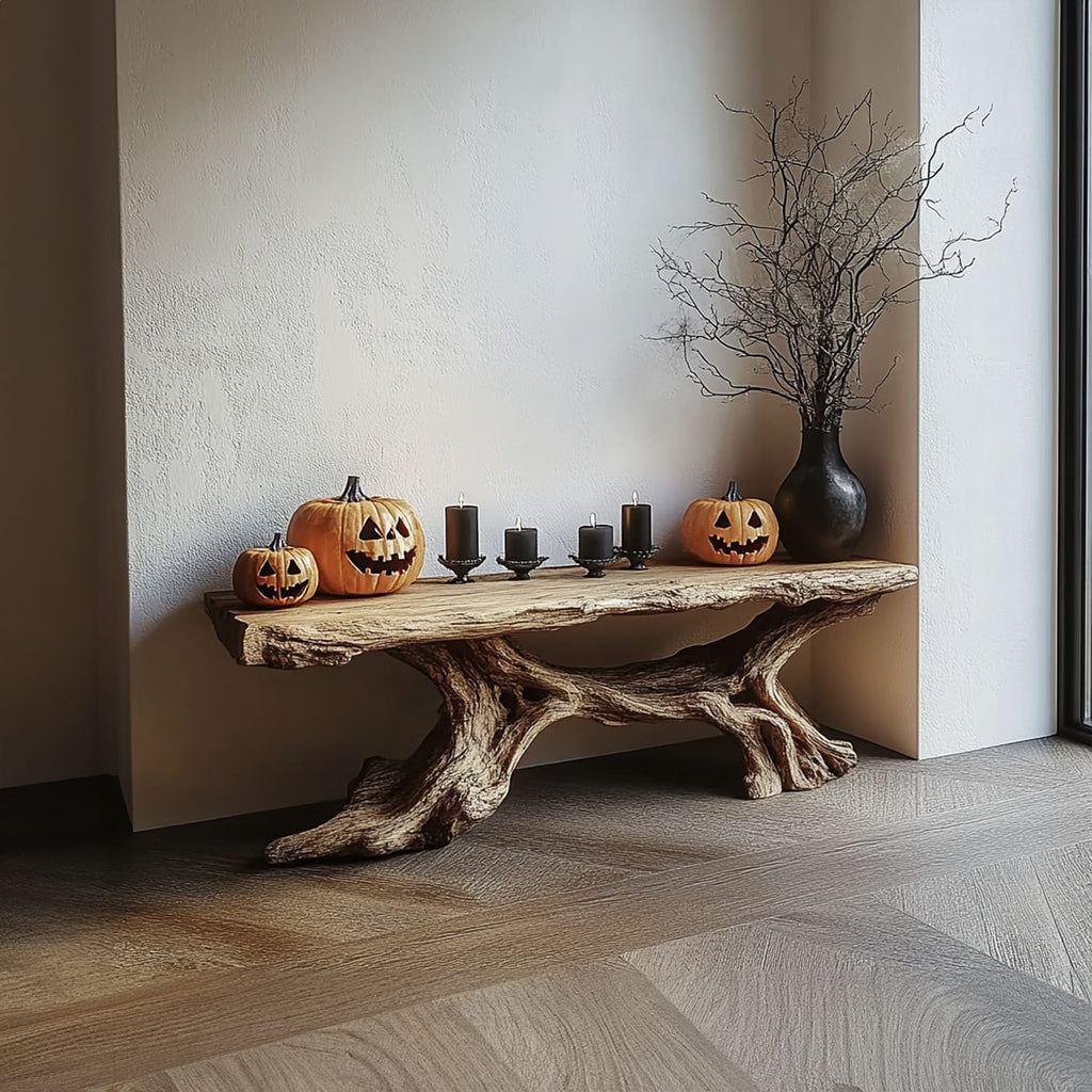 Sculptural Live Edge Foyer Console Table