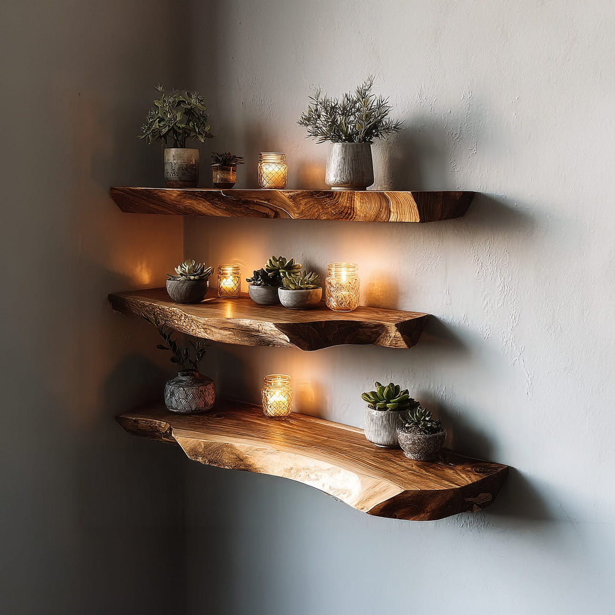 Floating Live Edge Display Bookshelf