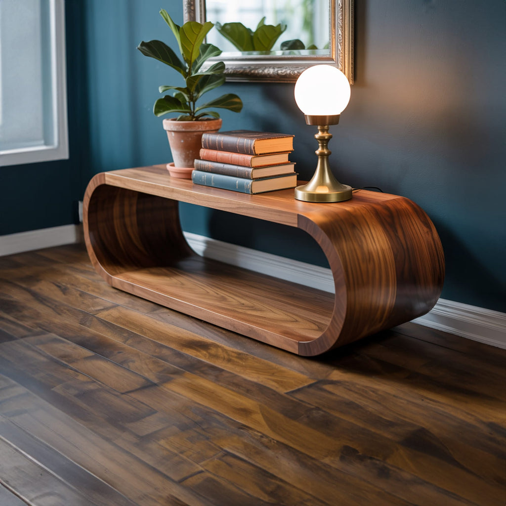 Organic Modern Curved Storage Cabinet Entryway Or Living Room, solid wood, built to order