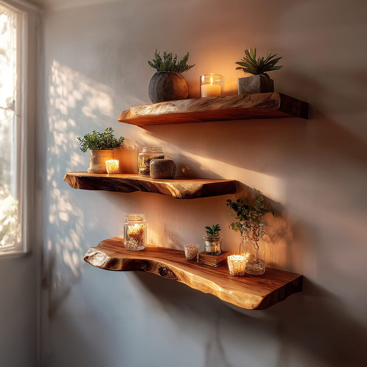 Live Edge Book Wall Shelf