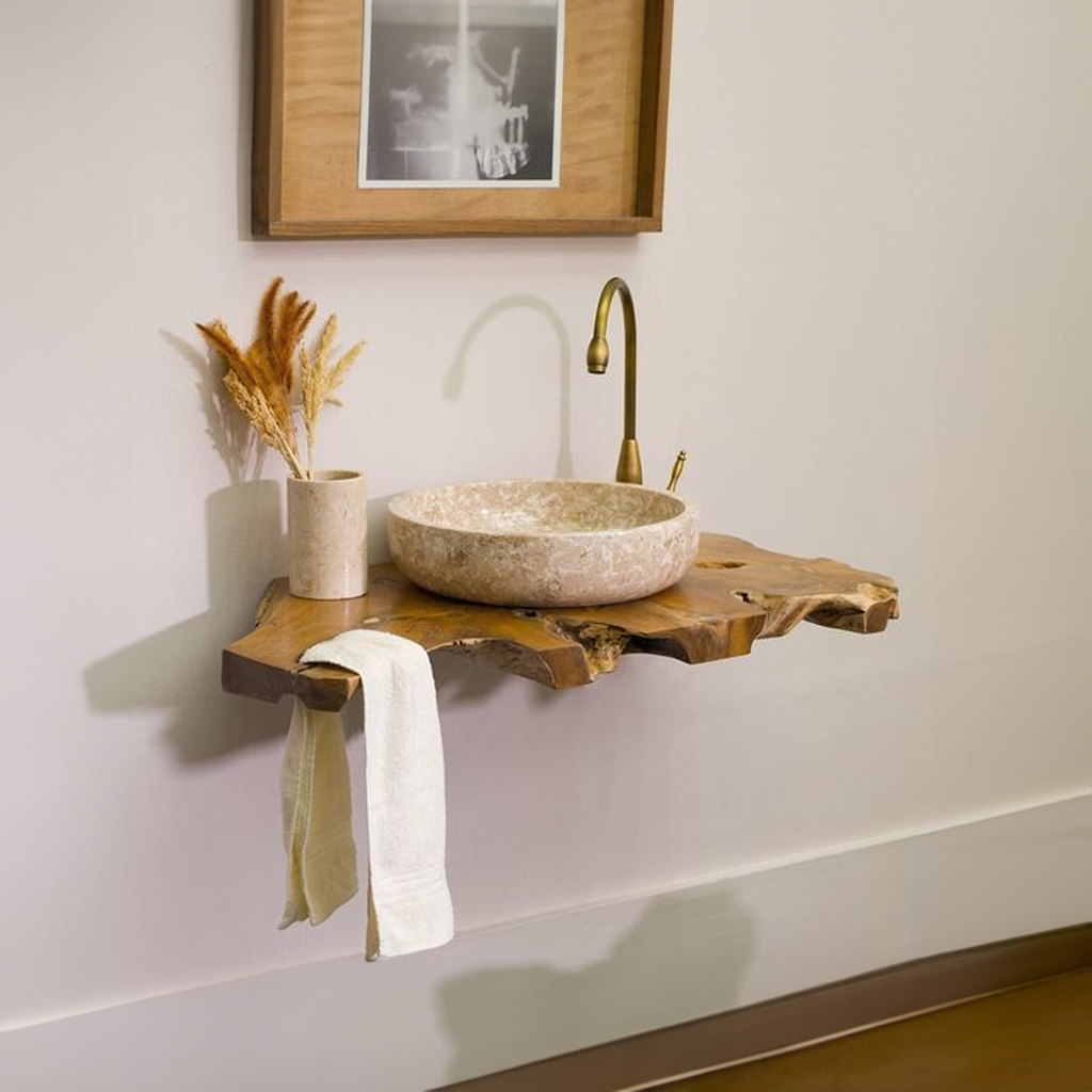 Live Edge Bathroom Vanity Shelf, solid wood, built to order