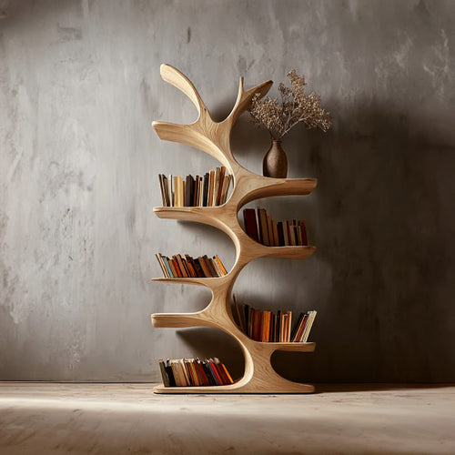 Midcentury Tree Bookcase Home Office, solid wood, built to order