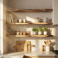 Modern Kitchen Wall Shelving Open Storage Rack, solid wood, built to order