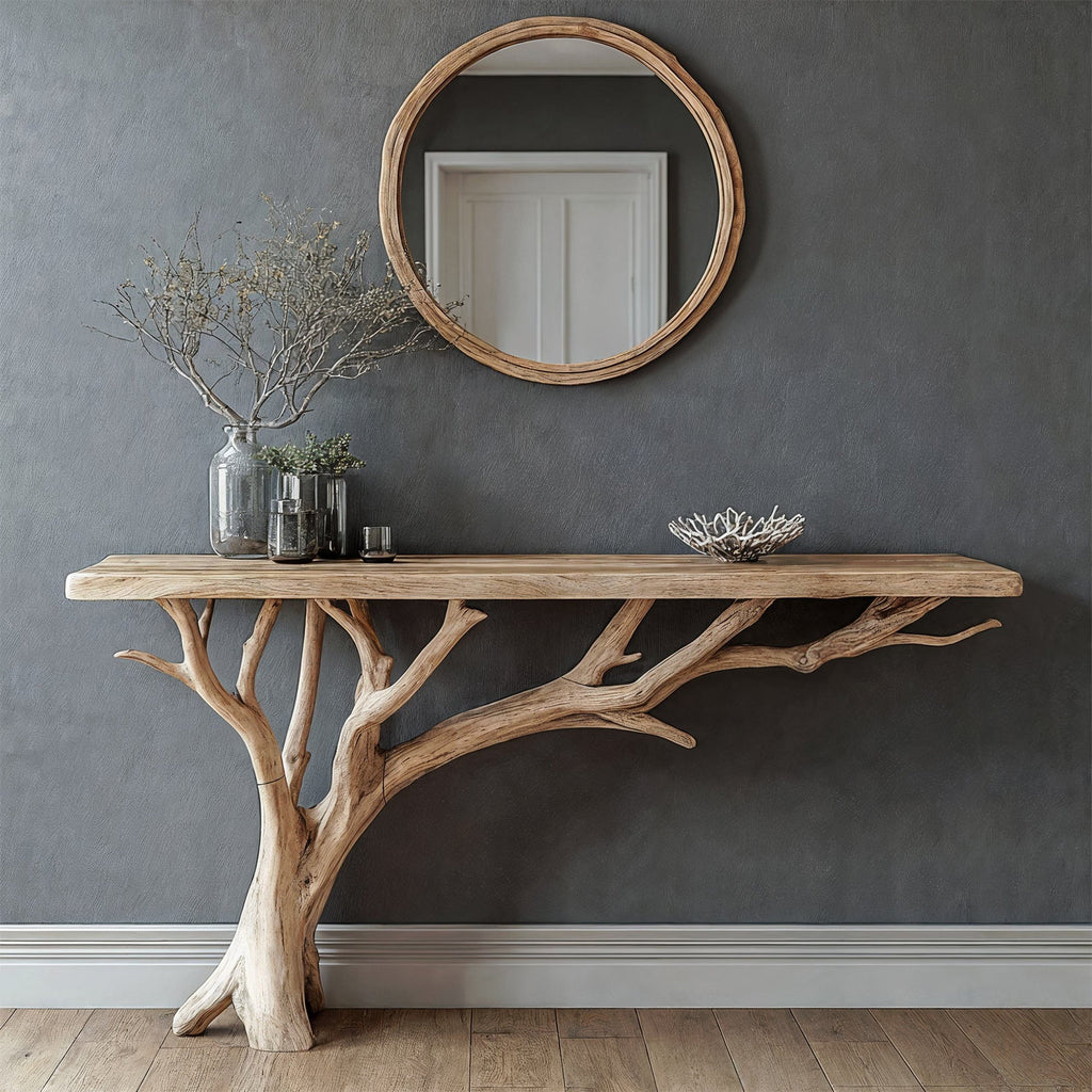 Floating Edge Console Table Handcraft, solid wood, built to order