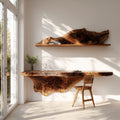 Handcrafted Wall Desk Live Edge Home Office Style, solid wood, built to order