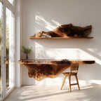 Handcrafted Wall Desk Live Edge Home Office Style, solid wood, built to order