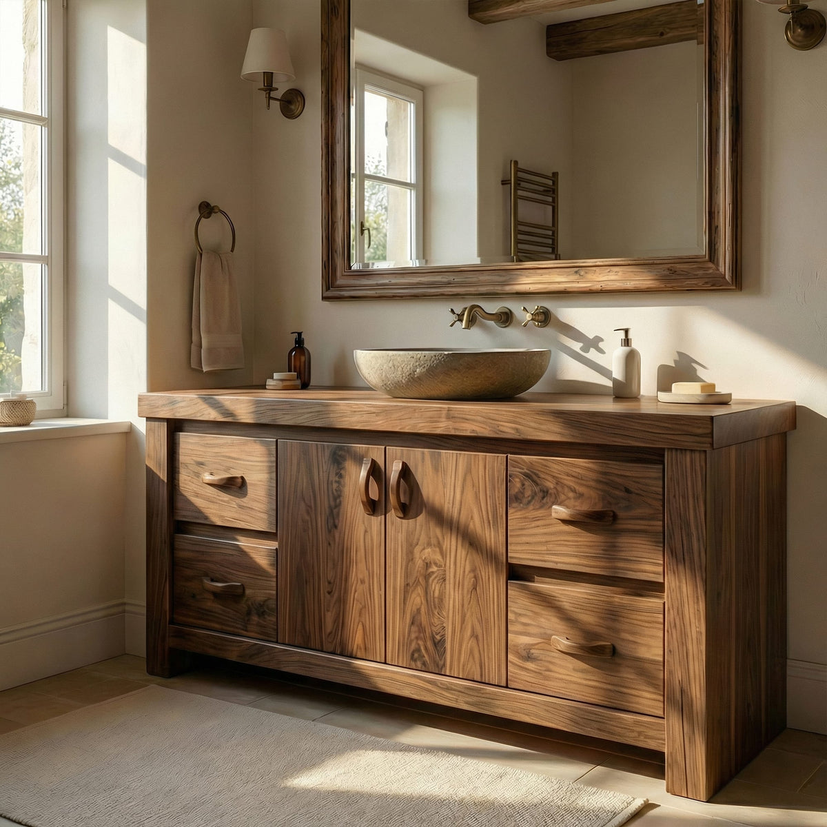 Modern Bathroom Vanity Cabinet Grain Storage, solid wood, built to order