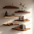 Asymmetrical Solid Floating Shelves Organic Wall Display Interior Decor, solid wood, built to order