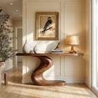 Artistic Flowing Base Console Table Entryway Hallway Living Room, solid wood, built to order