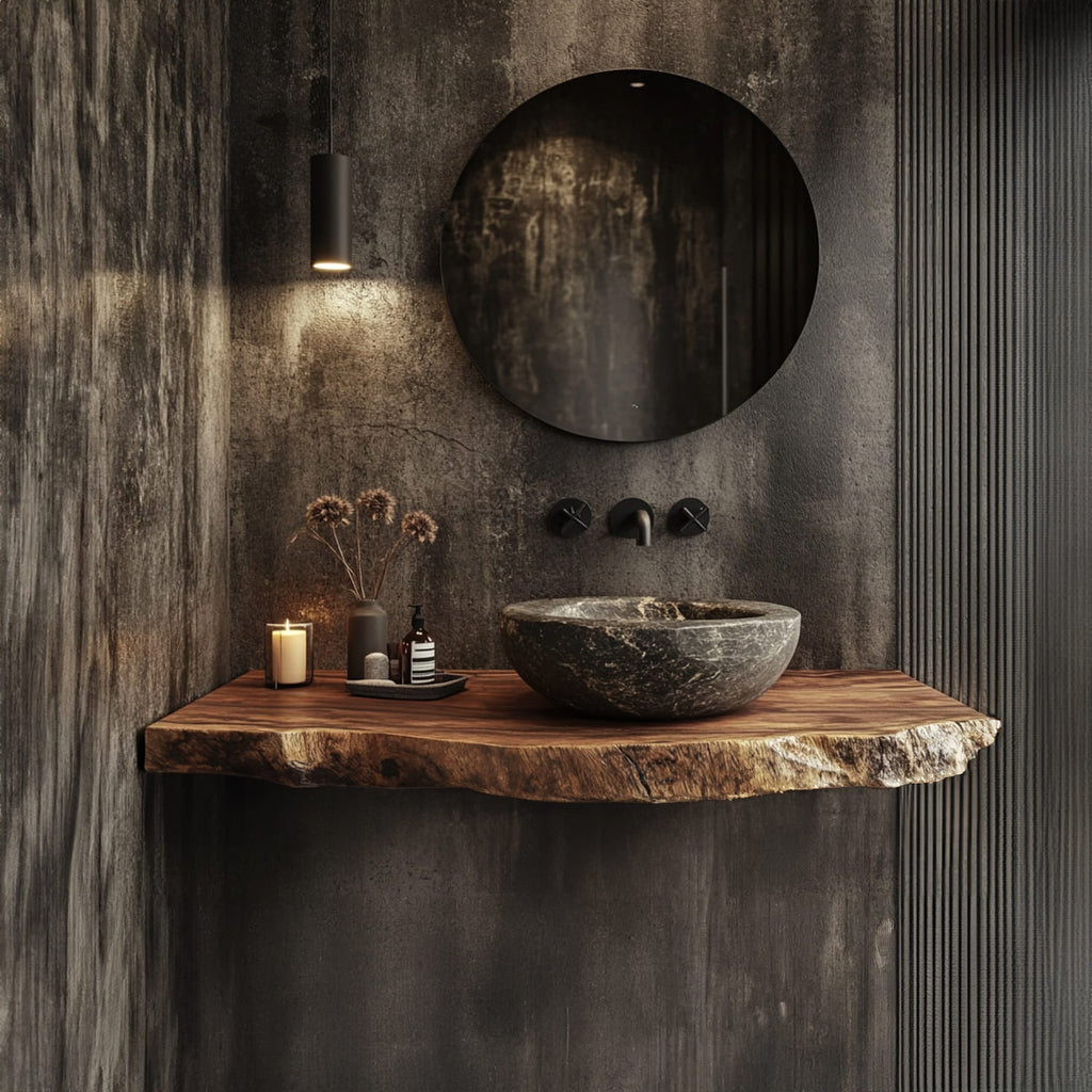 Mid Century Floating Bathroom Vanity Modern Washroom, solid wood, built to order