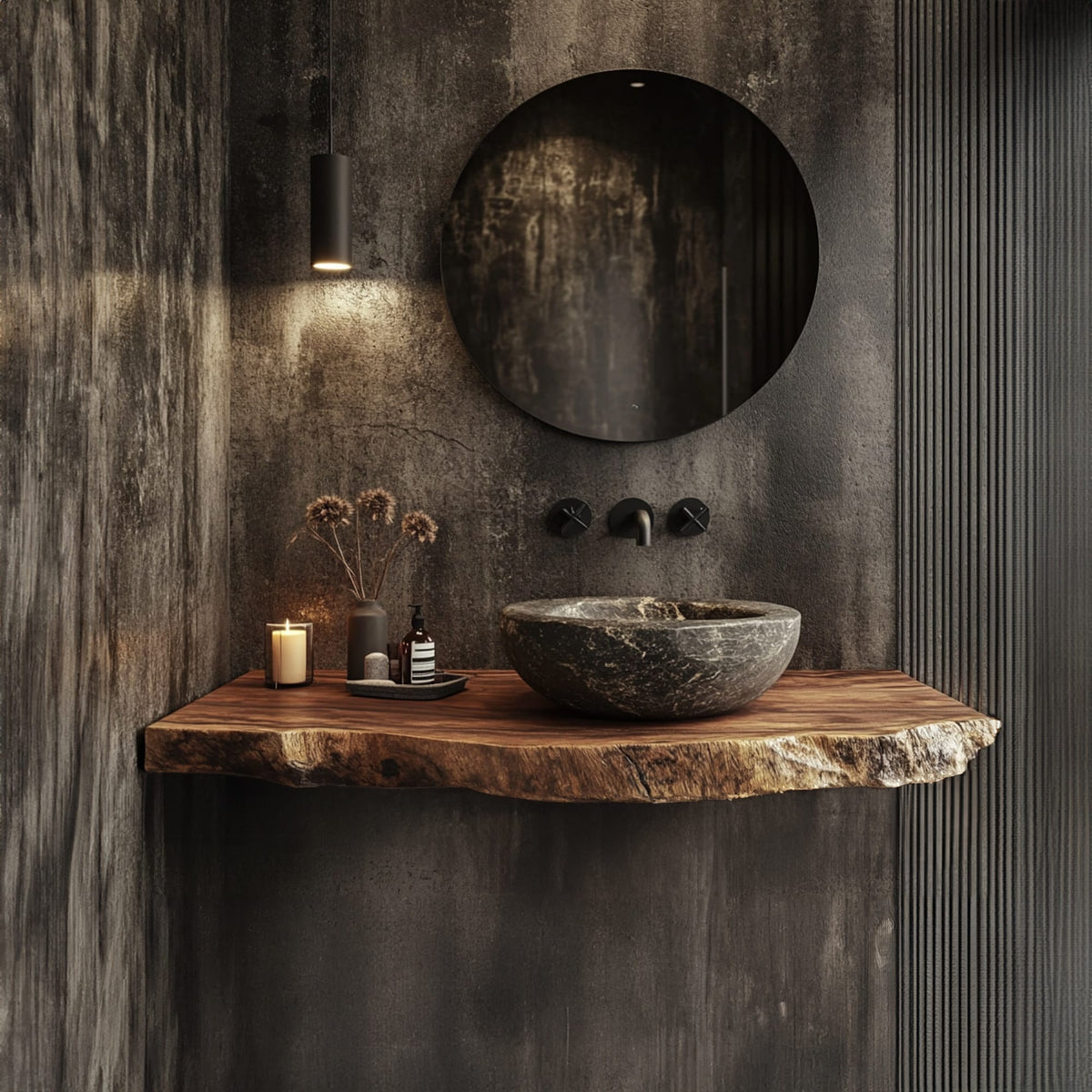 Mid Century Floating Bathroom Vanity Modern Washroom, solid wood, built to order