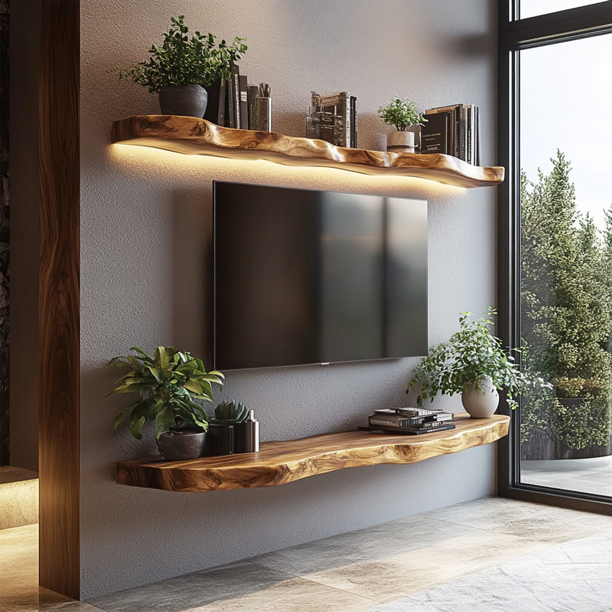 Live Edge Media Wall Shelf