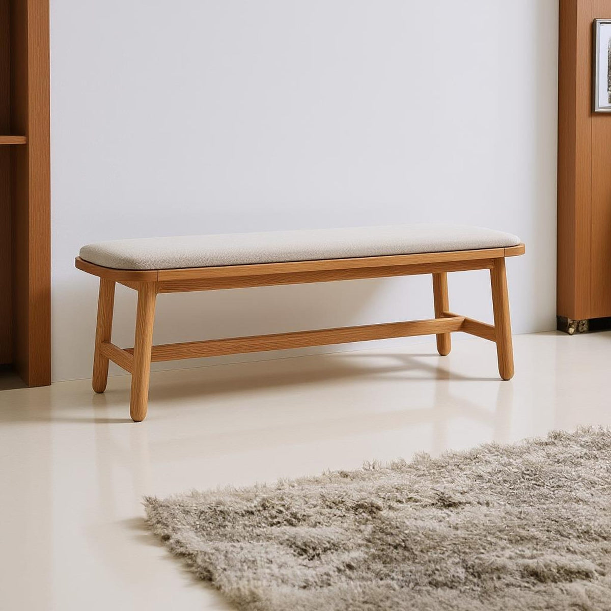 Mid Century Bench Bedroom Accent Furniture, solid wood, built to order