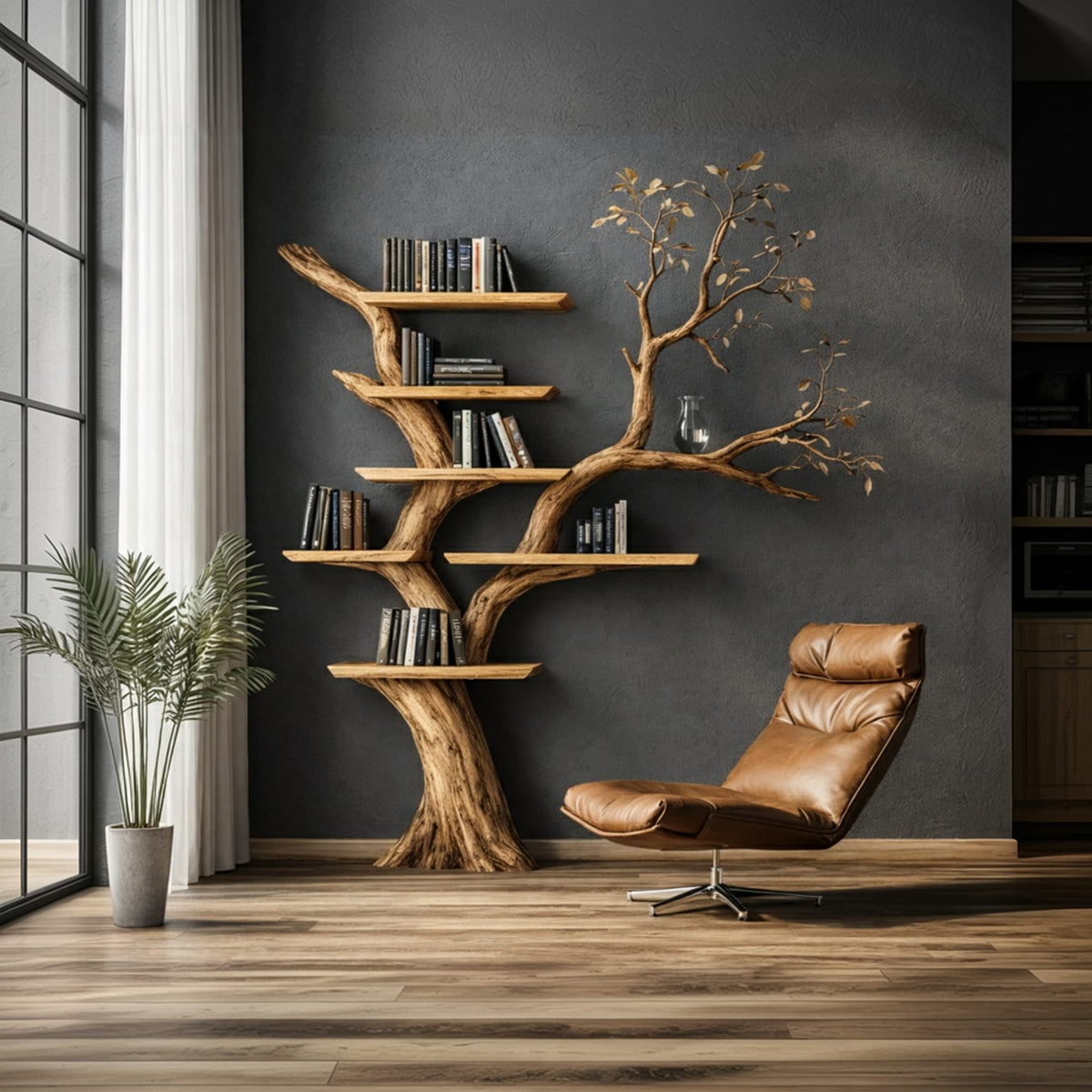 Mounted Floating Tree Bookshelf