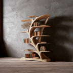 Midcentury Tree Bookshelf Bedroom Reading, solid wood, built to order